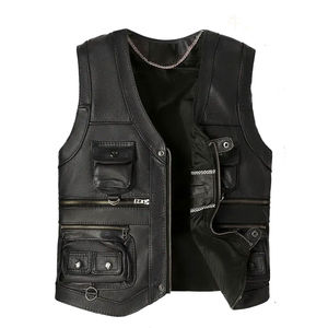 Comfortable Professional Men's <b>Leather</b> <b>Vest</b> with Stand Collar Waterproof & Reversible OEM Service Premium Quality Outdoor Use - Product Image 1