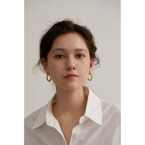 Orecchini a Cerchio Dorati Lucidi con Diamante e Perla, Placcati in Oro 18K e Rodio, Orecchini Pendenti a Stella Taglio Principessa, Stile Religioso - Product Image 6