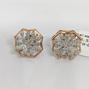 Boucles d'oreilles en or avec diamant Bijoux en or avec diamant naturel conçus à la mode - Product Image 1