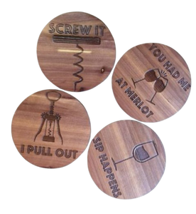 Posavasos de madera de acacia grabado personalizado, nuevas alfombrillas para tazas de té para el hogar, mantel Individual de resina de madera para vajilla y bebidas, madera de corteza - Product Image 3