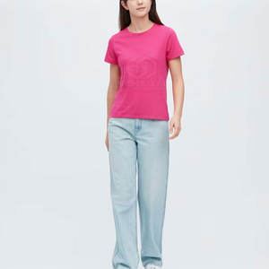 Camisetas de media manga para mujer al mejor precio, algodón/fibra de bambú, secado rápido, transpirable, diseños de colores personalizados, ropa de calle elegante - Product Image 2