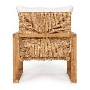 Fauteuil à bras en teck d'extérieur contemporain, cadre en teck, coussin résistant aux UV et imperméable, pour jardin, balcon, meubles, fournisseur en gros - Product Image 3