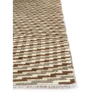 พรมขนสัตว์ถักมือสีเบจและสีน้ำตาล รุ่น Pae-1313 ลายทาง สำหรับตกแต่งห้องนั่งเล่นหรือทางเดิน ขนาด 9x12 ฟุต เหมาะสำหรับวัยรุ่น - Product Image 4