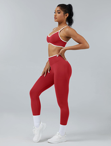 Ensemble de yoga pour femmes en 2 pièces, motif uni, décontracté, 100% coton, séchage rapide, écologique, leggings de sport - Product Image 2