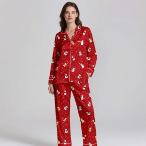 Elegante Conjunto de Pijama de Seda Satén para Mujer, Personalizado ODM OEM, Transpirable, Ropa de Dormir para Primavera y Verano - Product Image 4