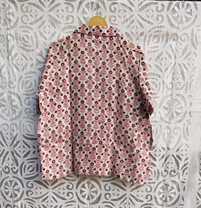 Lujoso Conjunto de pijama corto con estampado Floral, estampado a mano, ropa de dormir de noche de algodón, conjunto de ropa de casa de talla grande para mujer - Product Image 3