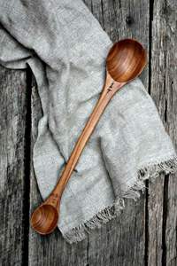 ชุดช้อนไม้มะม่วงและอะคาเซียทำด้วยมือจากธรรมชาติพร้อมพิมพ์เคลือบบนพื้นที่จับเหล็กที่ทำจากมิเรอร์ - Product Image 6