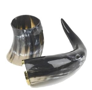 Chope en corne pour les festivals et les rassemblements vikings, accessoires en corne viking pour les clubs, chope viking en corne d'animal avec support en corne - Product Image 1