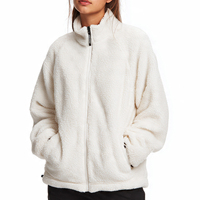 Veste polaire zippée en tricot pour femme, col montant en laine, coupe-vent, respirante, matelassée, style streetwear tendance
