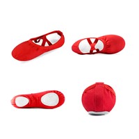 Sepatu balet anak perempuan, kanvas datar balet tari sandal sepatu dansa untuk dewasa wanita anak-anak klasik sol terpisah kulit lembut