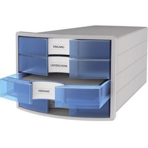 Organisateur de bureau gris clair avec 4 tiroirs bleus translucides pour documents A4/C4 - HAN IMPULS - Product Image 3