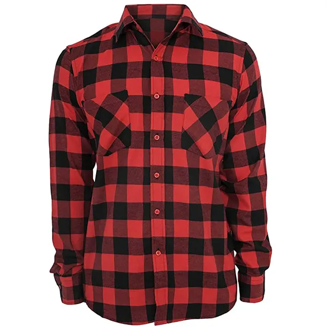 Camisa de flanela de inverno durável e confortável de alta qualidade com logotipo bordado por atacado Design OEM camisas de moda casual