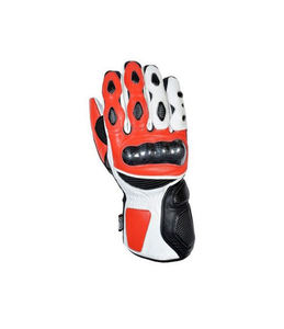 Gants de moto en cuir véritable de qualité supérieure Panneaux multicolores Gants d'équitation de moto en cuir véritable ciré blanc - Product Image 4