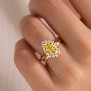 Anillo de Compromiso de Lujo con Diamante Corte Pera y Halo, Oro, Platino, Plata, Aniversario, Promesa, Precio de Fábrica - Product Image 4