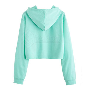 Top corto con estilo de alta calidad para mujer, sudaderas con capucha, precio al por mayor, nuevo diseño, Top corto para mujer, sudaderas con capucha - Product Image 2