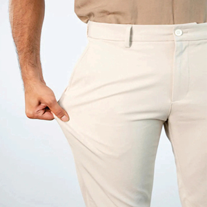 <b>Men's</b> Straight Casual Cargo Pants <b>Baggy</b> Chino <b>Trousers</b> Zip-Fly Ribbed Leg Opening Elastic Waist Pants Side Pockets Plain Dyed - Product Image 2