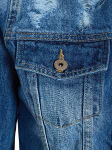 Veste en jean vintage pour femmes, vestes en jean à trous pour dames - Product Image 2