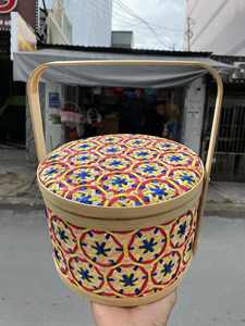 Cesta de regalo de bambú coloreada con tapa o tapa abierta - Product Image 5