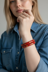 Meilleures ventes : Ensemble de bracelets en acrylique rouge à finition lisse, taille émeraude, lot en vrac, tailles assorties, forte demande, expédition immédiate pour femmes - Product Image 2