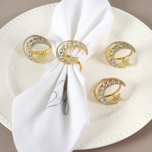 Servilletero de cristal de estrella de Luna, accesorio de Decoración de mesa elegante para comedor en casa, boda y fiesta, elegante, celestial y brillante - Product Image 1
