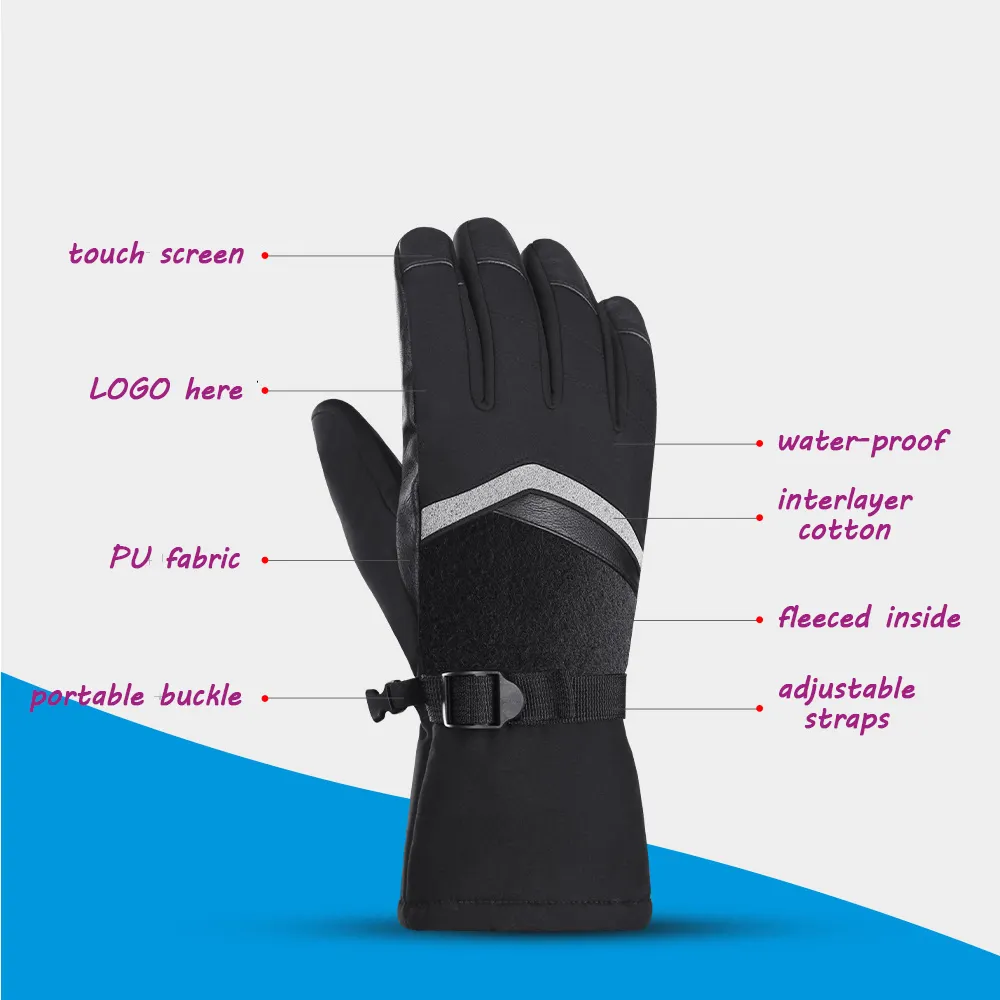 Высококачественные лыжные перчатки водонепроницаемые теплые зимние лыжные перчатки с сенсорным экраном Нескользящие мотоциклетные велосипедные крутые перчатки