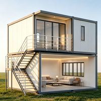 Villa mobile préfabriquée moderne à double étage en acier galvanisé de luxe sur mesure, avec panneaux solaires et appartements à chambre, livrée en kit.