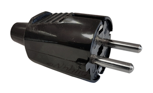 Spina in PVC nera con TTL 16A 250V (Phenoplastic 144N) - Product Image 1