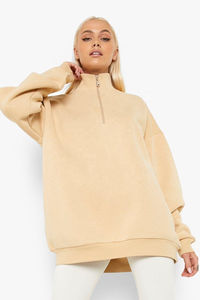 Sudadera Gris Extra Grande con Media Cremallera para Mujer, Cómoda, Gruesa, Nuevo Diseño, Superventas - Product Image 6