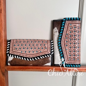 Cartera tallada a mano de diseñador, Cartera de piel de vaca de cuero genuino elegante, carteras de cuero occidental multiusos - Product Image 1