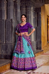 Nouvelle belle collection Tussar Silk Lehenga Choli pour femme longueur plancher avec imprimé et feuille de travail - Product Image 6