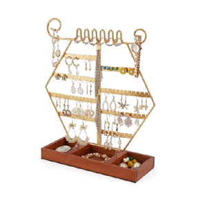 SIGH-Soporte de latón para pendientes, base de madera para joyería, venta al por mayor - Product Image 1