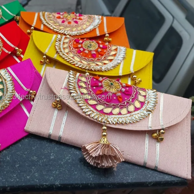 Indian Handmade Fancy Design Umwelt freundliche Gota Pati Work Fancy Envelope Hochzeits umschlag