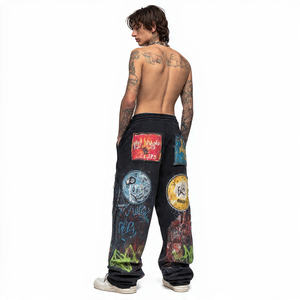 Pantalones Deportivos de Felpa para Hombre, Corte Recto, Gruesos, Ecológicos, Estilo Vintage, Lavado a la Piedra, Estampado de Diamantes de Imitación, con Cordón Ajustable - Product Image 6