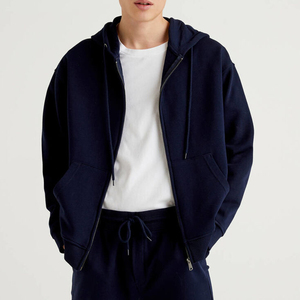 High Quality Men's Zipper Hoodie Embroidered Winter Thermal Fleece Streetwear Style Drop Shoulder Solid Pattern Print 100% Heavy - Product Image 6