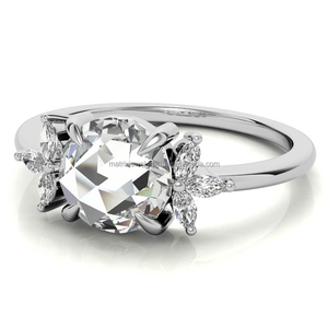 Bague de fiançailles et de mariage en argent sterling 925 massif avec moissanite 2 carats et pavé de diamants, incrustation latérale en forme de poire, pour femme - Product Image 4