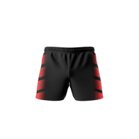 Shorts de rugby unisexes personnalisés en polyester respirant à 100 % avec logo brodé, poches, vêtements de sport imprimés, grandes tailles