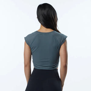 Custom Workout Crop <b>Top</b> Femme Summer Quick Dry Yoga Pilates Running Tights TShirt Multiple Color Activewear <b>Tops</b> For Women - Product Image 2