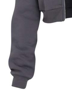 Sudadera Corta con Capucha y Cremallera para Mujer, Color Gris Oscuro, Manga Larga, Informal, con Puños Acanalados, Estilo Urbano, Moda de Invierno - Product Image 5