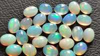 Opales éthiopiennes blanches naturelles 6x4mm de forme ovale Welo Opal Cabochon Cut Pierres pour bijoux Loose Multi Fire White Opal Cabs