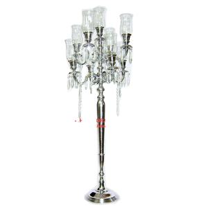 Candelabro colgante de cristal plateado con vidrio transparente, candelabro votivo de Metal niquelado, decoración antigua, candelabro hecho a mano de cristal - Product Image 1