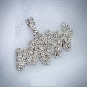 Icedout Silver Custom VVS1 Moissanite Letter Pendant Silver Custom Charm, 14K Gold Touch, Cadeau d'anniversaire, Pass Tester - Product Image 1