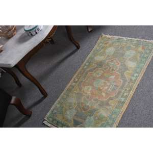 Alfombra de lana clásica verde Beige de 1,8x3,1 pies, diseño Aubusson turco, sala de estar alfombra para, látex de retazos para uso en pasillo y dormitorio - Product Image 3