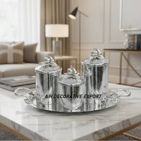 Ensemble de plateaux décoratifs haut de gamme en acier inoxydable argenté pour le rangement alimentaire en cuisine, design écologique, préservation de la fraîcheur