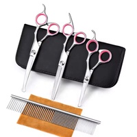 KKZ Kit complet de ciseaux de toilettage professionnel pour animaux de compagnie Ciseaux pour chiens en alliage de cobalt de haute qualité en acier inoxydable