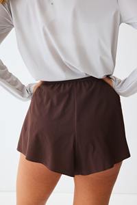 Pantalones Cortos de Pijama para Mujer, Color Marrón, Satén Suave, Cintura Elástica, Secado Rápido, Perforados, Ropa Deportiva para el Hogar - Product Image 3
