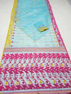 Nouveau Prix Exclusif Pas Cher Deshi Dhakai Jamdani Sharee pour Femme JAMDANI TISSU Bleu ROUGE VERT Doré Bleu Ciel du Bangladesh - Product Image 6