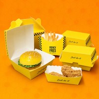Ensemble d'emballages alimentaires personnalisés, imperméables et résistants à la graisse - Boîtes en papier pour hamburgers, poulet, frites, hot-dogs à emporter avec logo
