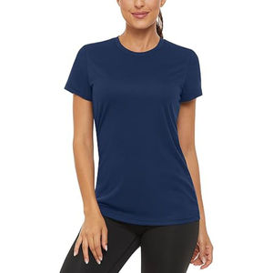 Venta al por mayor personalizado de manga corta de algodón Camisetas De Color sólido de cuello redondo de las mujeres camiseta en blanco liso con logotipo transpirable - Product Image 6