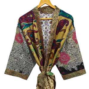 Kimono con estampado Floral, vestido envolvente, India túnica, bata Sari, vestido de novia, vestido de maternidad, bata de regalo, ropa de fiesta en la playa, - Product Image 1