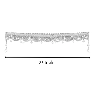 Divyakosh 37 pouces argent dentelle Toran traditionnel vertical tenture murale pour la décoration de la maison Diwali Bandarwal Bandhan pour la fête - Product Image 4